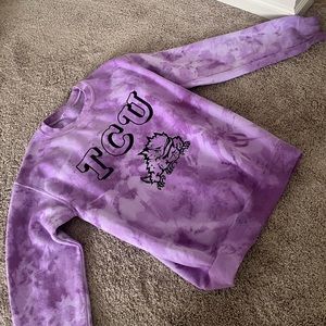 tcu tie die crewneck